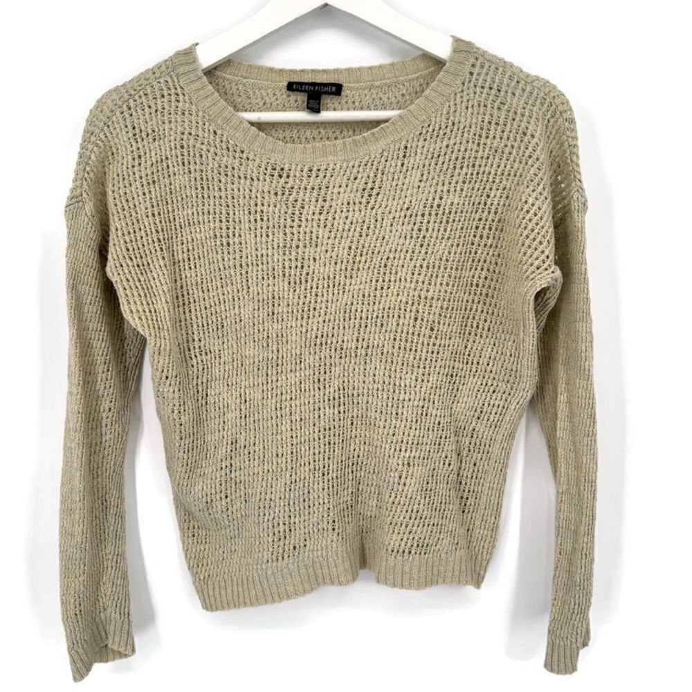Eileen Fisher Cream Sheer Sweater Linen and Wool